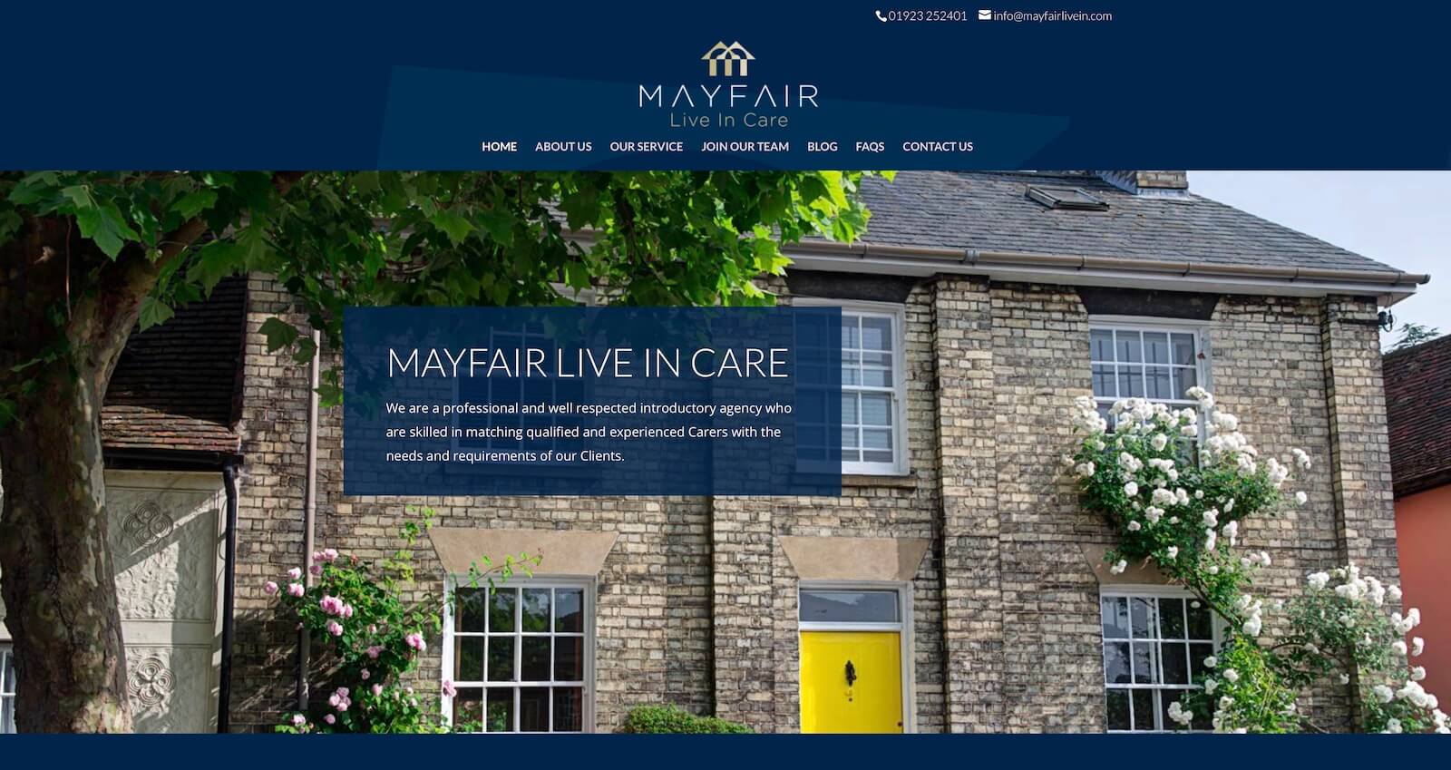 Mayfair Live In Care Website Design